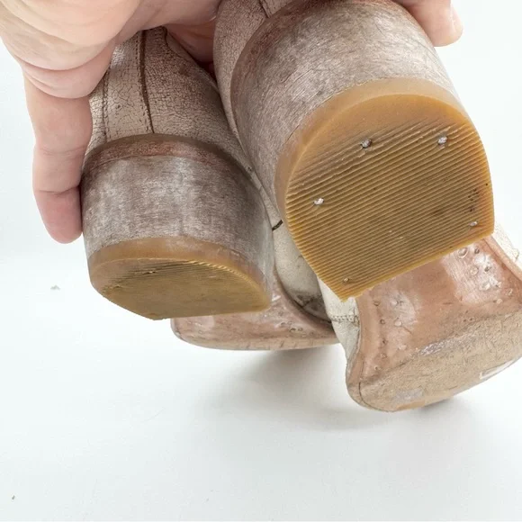 Matisse Roscoe Distressed Leather Almond Toe Heeled Western Bootie Cream Sz 8.5 - Picture 11 of 13